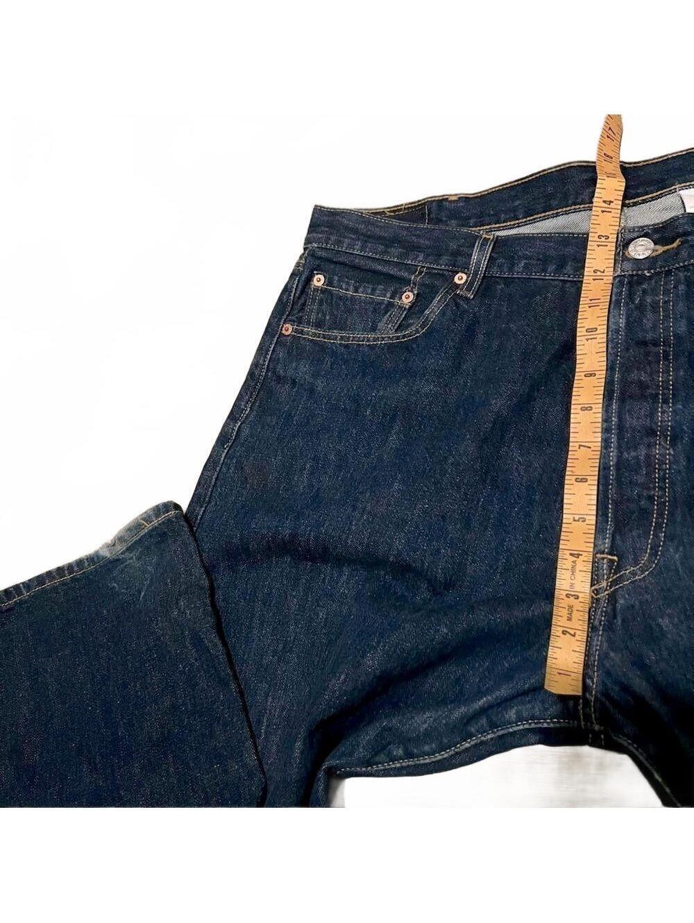 Vtg 90s Y2K Men Levi's 501 XX Button Fly Dark Wash Rigid Denim Straight Jean 42 - Picture 7 of 12